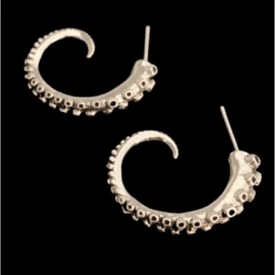 Kraken Tentacle Earrings  Octopus Squid Steampunk Goth Punk Nautical Hoops NEW - Image 1 of 4