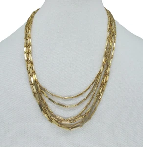 Vintage Bright & Shiny Long 6 Strand Goldtone Link Necklace - Picture 1 of 4