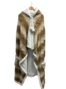 Poncho Hooded Blanket Wearable Sherpa Blanket Throw 47"x73" w/Hood Pockets New - Picture 1 of 5