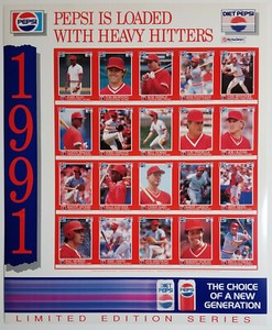 1991 PEPSI Reds Set Uncut Sheet BARRY LARKIN Paul O'Neill ERIC DAVIS +17 Rare SP