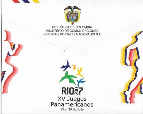COLOMBIA, XV PANAMERICAN GAMES RIO DE JANEIRO 2007, COMPLETE SET, FIRST DAY Cover