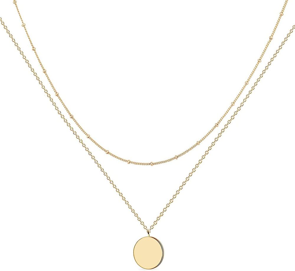Layered Necklace Pendant, Handmade 18K Gold Plated Dainty Jewelry Necklace