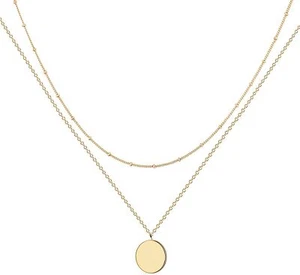 Layered Necklace Pendant, Handmade 18K Gold Plated Dainty Jewelry Necklace - Picture 1 of 7