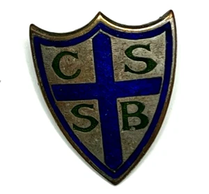 Unidentified Antique School Badge Enamel CSSB 36 x 38 mm - Picture 1 of 3