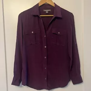 Tommy Bahama Damenbluse weinrot mit Knopfleiste 100% Seide (leichte Beschädigung), Größe XS - Bild 1 von 11