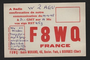 Radioaficionado OPC 1948 Francia F8WQ tarjeta QSL - Imagen 1 de 1