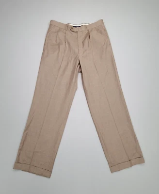Alan Flusser Pants Mens 34 Brown Khaki Dress Pants Comfort Casual 34x30 Mens - Image 1 of 4