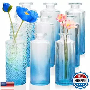 Brajttt Glass Bud Vase Set in Bulk, 9pcs Mini Vintage Flower Vases for Weddin - Picture 1 of 5