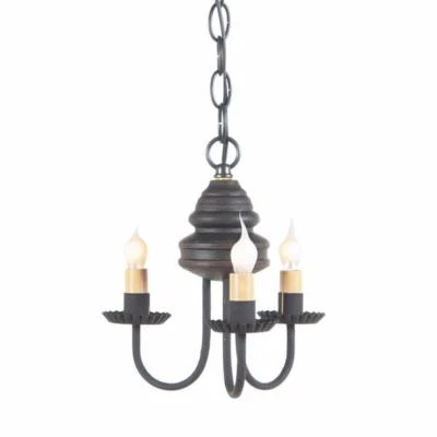 3 свечи дерева и металла ЛЮСТРА примитивный колониальный потолочный свет канделябр США - Изображение 1 из 4