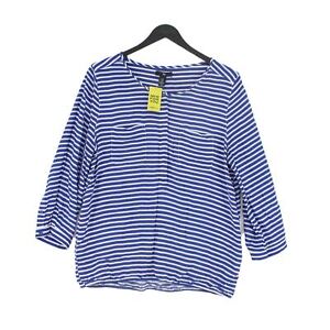 Gap Women's Shirt M Blue Striped 100% Viscose 3/4 Sleeve Round Neck Basic