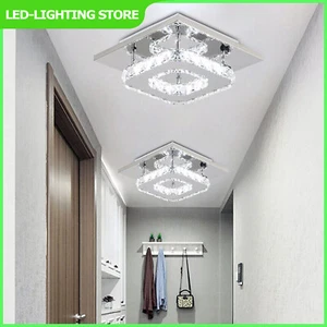 Crystal Chandelier Square Ceiling Light LED Lamp Pendant Light Living - Picture 1 of 13