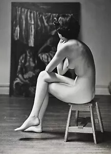 Andre De Dienes Foto Desnudo Estampado Gelatina Plateada Vintage 1960 Modelo en Silla Certificado de Autenticidad - Imagen 1 de 7
