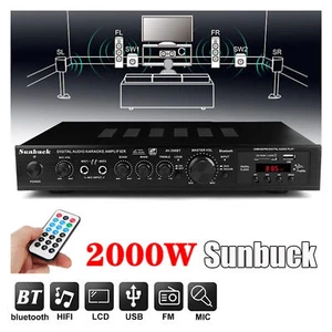 Multichannel 5CH 2000W HIFI bluetooth Stereo Audio Amplifier FM Home Theater - Picture 1 of 15