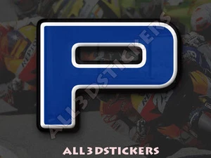 Autocollant Résine Lettre P 3D Couleur Bleu Taille 100mm - Imagen 1 de 1