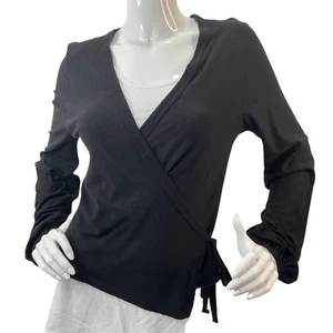 Comune Shirt Womens Size Med Black Wrap Tie Waist Soft Knit Long sleeve Nwot - Picture 1 of 10