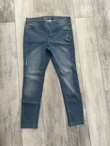 NEW Medium Wash JUSTICE Pull-On Stretch Jeggings NWOT 16 PLUS 18 Distressed Pant - Picture 1 of 3