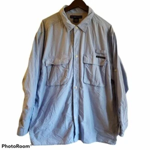 ExOfficio Mens Fishing Shirt Blue Long Sleeve Mesh Vented Insect Deterrent XXL - Picture 1 of 6