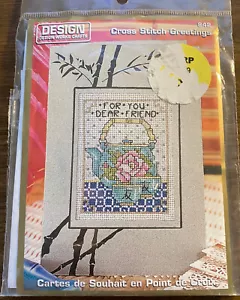 Vtg Cross Stitch Greeting Card "For You Dear Friend" w/Envelope Kit - SEALED - Picture 1 of 2