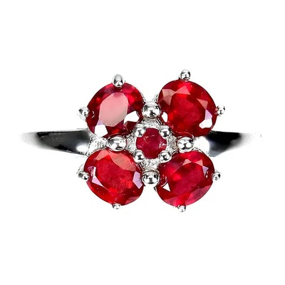 Anello in argento sterling 925 rubino ovale 5x4 mm gemma gioiello misura 6 - Immagine 1 di 4