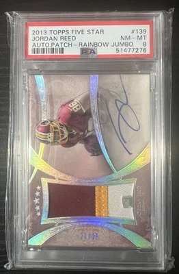 2013 Topps Five Star Jordan Reed RPA Rookie Patch Auto Rainbow /25 RC PSA 8 #139 - Image 1 of 3