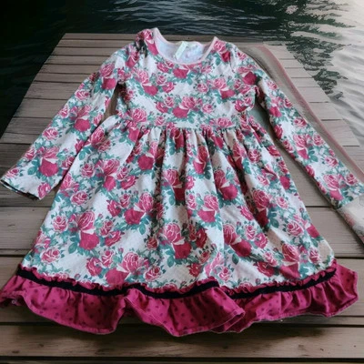 MATILDA JANE SIZE 12 KENSLEY GIRLS FLORAL & DOT PRINT DRESS JUST IMAGINE  Roses - Image 1 of 4