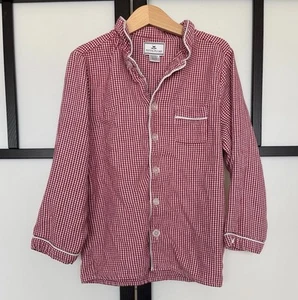 Petite Plume Flannel Pajama Shirt ONLY Size 7 Red Plaid Classic Preppy Holiday - Picture 1 of 10