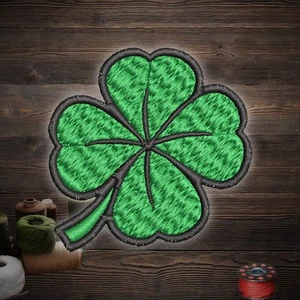 Lucky Green Leaf Patch Embroidered Iron-On Sew-On 3"x3" - Picture 1 of 4