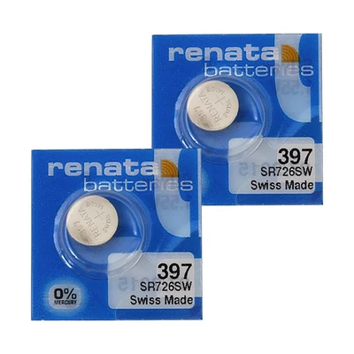 2 Renata 397 396 SR726SW Batteries Silver 1.55V Watch Battery 10BL Made in Swiss - Image 1 of 4
