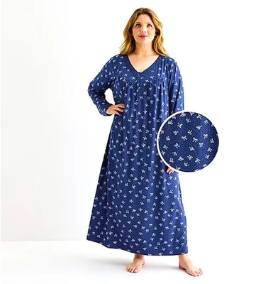 Camisón manga larga cuello en V Adonna. Azul. 3X Nuevo. Foto 1 de 4