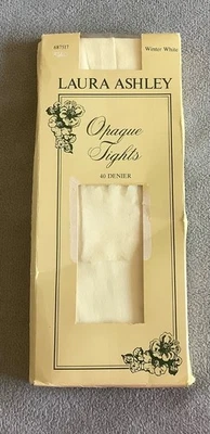 LAURA ASHLEY Opaque Tights “Winter White” One Size to fit Hips 34”-42” - BNIP - Image 1 of 4