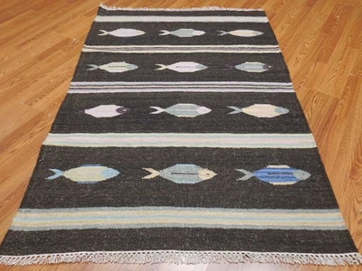 СОВРЕМЕННЫЙ КОВЕР ANATOLIA FLATWAVE КИЛИМ С ГЕОМАТРИЧЕСКОЙ РЫБОЙ ДИЗАЙН 4,1x6,3 - Изображение 1 из 4