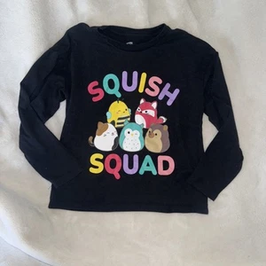 Squishmallows Kids Small Black Long Sleeve t-Shirt Fox/Owl/Bee/Cat/HedgeHedgehog - Picture 1 of 5