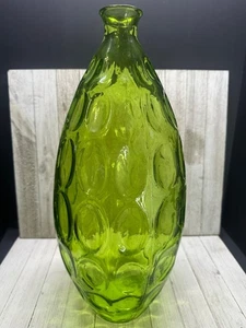 Vintage MCM grüne Avocado 17,5" hoch Daumenabdruck Glas Home dekorative große Vase - Bild 1 von 7