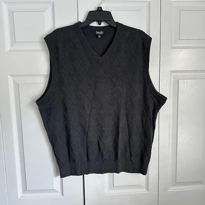 Мужской свитер-жилет Cypress Links размер XL серый Diamond Argyle с V-образным вырезом хлопок трикотаж для гольфа - Изображение 1 из 4