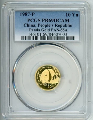 1987-P 10Y 10 YUAN G10Y Chinese PROOF GOLD PANDA 1/10 Oz. PCGS PR69 PF69 CHINA ! - Image 1 of 2
