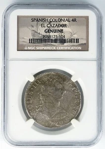 El Cazador 4 Reales 1779 Mo FF 4R NGC Certified Shipwreck Spanish Colonial Coin - Picture 1 of 4