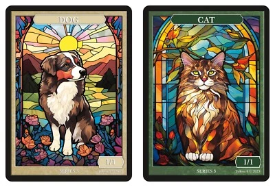 Cat   Dog Stained Glass Token Givememana Tokens Magic the Gathering - Image 1 of 4