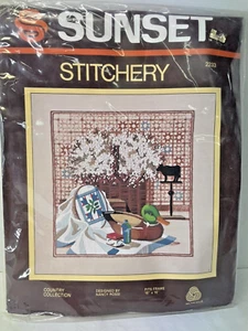 Vintage Sunset Stitchery Needlepoint Craft Kit County Collection Cottage New - Picture 1 of 13