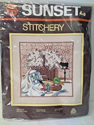Vintage Sunset Stitchery Needlepoint Craft Kit County Collection Cottage New - Image 1 of 4
