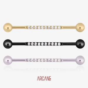PIERCING BARBELL INDUSTRIAL CRISTALLI ACCIAIO - Foto 1 di 5