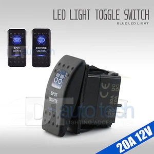 2X Blue Light Fog LED 12V 20A 10A 5-pin Rocker Toggle Switch Car Boat Waterproof - Picture 1 of 5