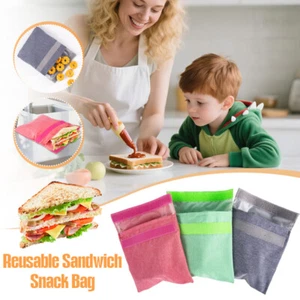Reusable Sandwich Snack Bag Washable Eco-friendly TPU Kids School Lunch Bag - Picture 1 of 21
