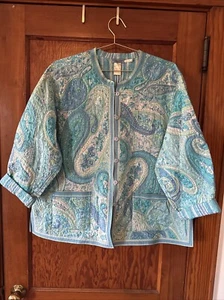 Chaqueta Cottagecore De Colección Provenza Talla 2X Acolchada Azul Cachemira Algodón Abotonada BE - Imagen 1 de 13