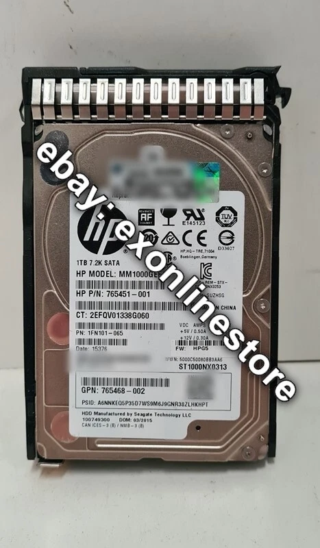 765453-B21 - HPE 1TB SATA 7.2K SFF SC 512e DS HDD (FRU: 765868-001) - Image 1 of 1