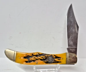 NAHC North American Hunting Club Orange Jigged Bone Folding Hunter Pocket Knife - Picture 1 of 4