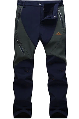 Outdoor Men's Winter Hiking Pants Fleece Lined Waterproof Work Pants Trousers - Image 1 of 4