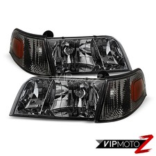 For Ford Crown Victoria 98-11 Smoke Tinted Headlight Parking Corner Left Right