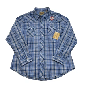 Wrangler Mens Shirt Extra Large Blue Pearl Snap Western Cowboy Long Sleeve Rodeo - Picture 1 of 12