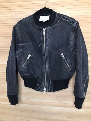 Philip Lim 3.1 Negro Vaqueros Vaqueros Vaqueros Bomber Cremallera Recortada Chaqueta Talla 2 Foto 1 de 4