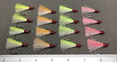 FLY-TERRY 16 Pompano Jig Teasers.. Hook Size 2/0. Standard Length. Assorted Colors.